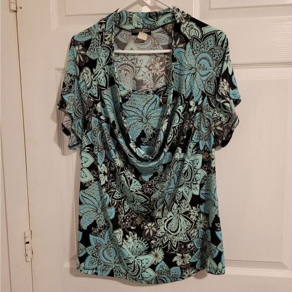J.T.B floral crowl neck top - Picture 1 of 4